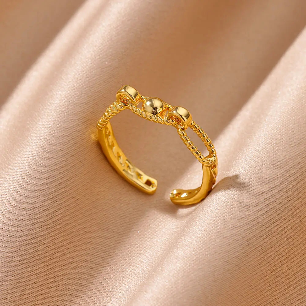 Hohle Liebesherz-Stern-Ringe für Damen, Edelstahl, Goldfarben, kubanische Kette, Ring, Trend, Hochzeit, Schmuck, Geschenk, anillos mujer