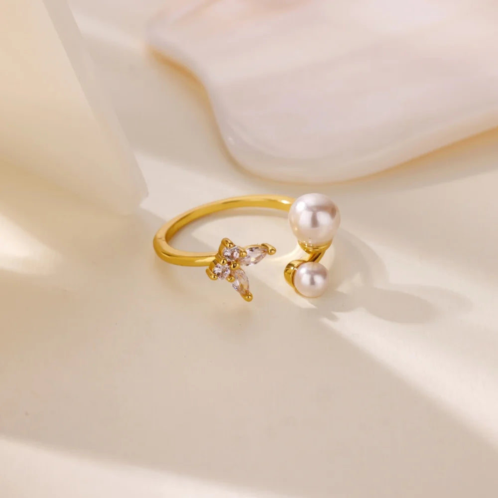 Mode Luxus Zirkon Schmetterlingsringe für Damen Edelstahl Offener Fingerring Trendiger Hochzeitsfeier Ästhetischer Schmuck Geschenk