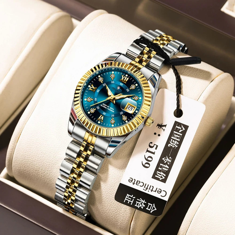 Relojes de pulsera de cuarzo de moda de 28MM, nuevos relojes para mujer, reloj pequeño de oro de lujo con diamantes para mujer, todo por 1 real, reloj de mujer