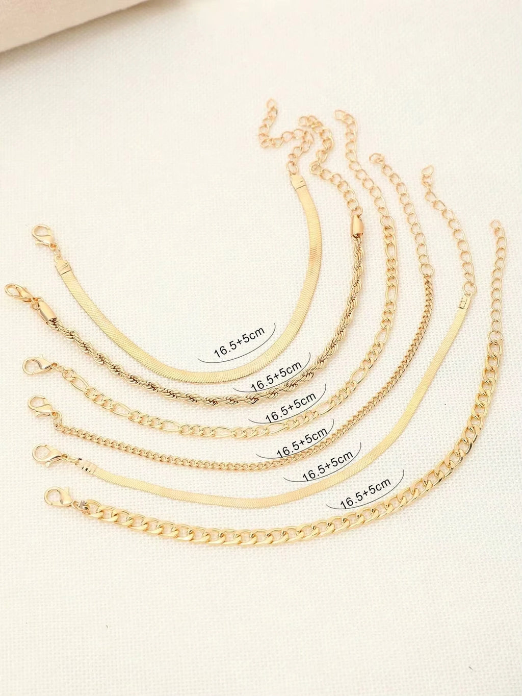 6 Stück Mode Punk-Stil Einfache Kalte Töne Kette Armband Set Geeignet für den Täglichen Gebrauch von Frauen
