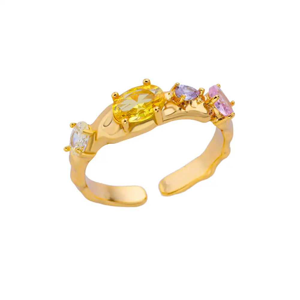 Luxus Zirkon Herzringe für Damen Goldfarbe Offen Edelstahl Kristall Geometrie Fingerring Schmuck Hochzeitsgeschenk anillos
