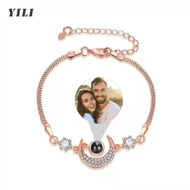 Kundenspezifisches Armband mit Bild im Inneren, Titan-Edelstahl-Kubanische Gliederkette, Armband mit personalisierter Fotoprojektion für Männer und Frauen