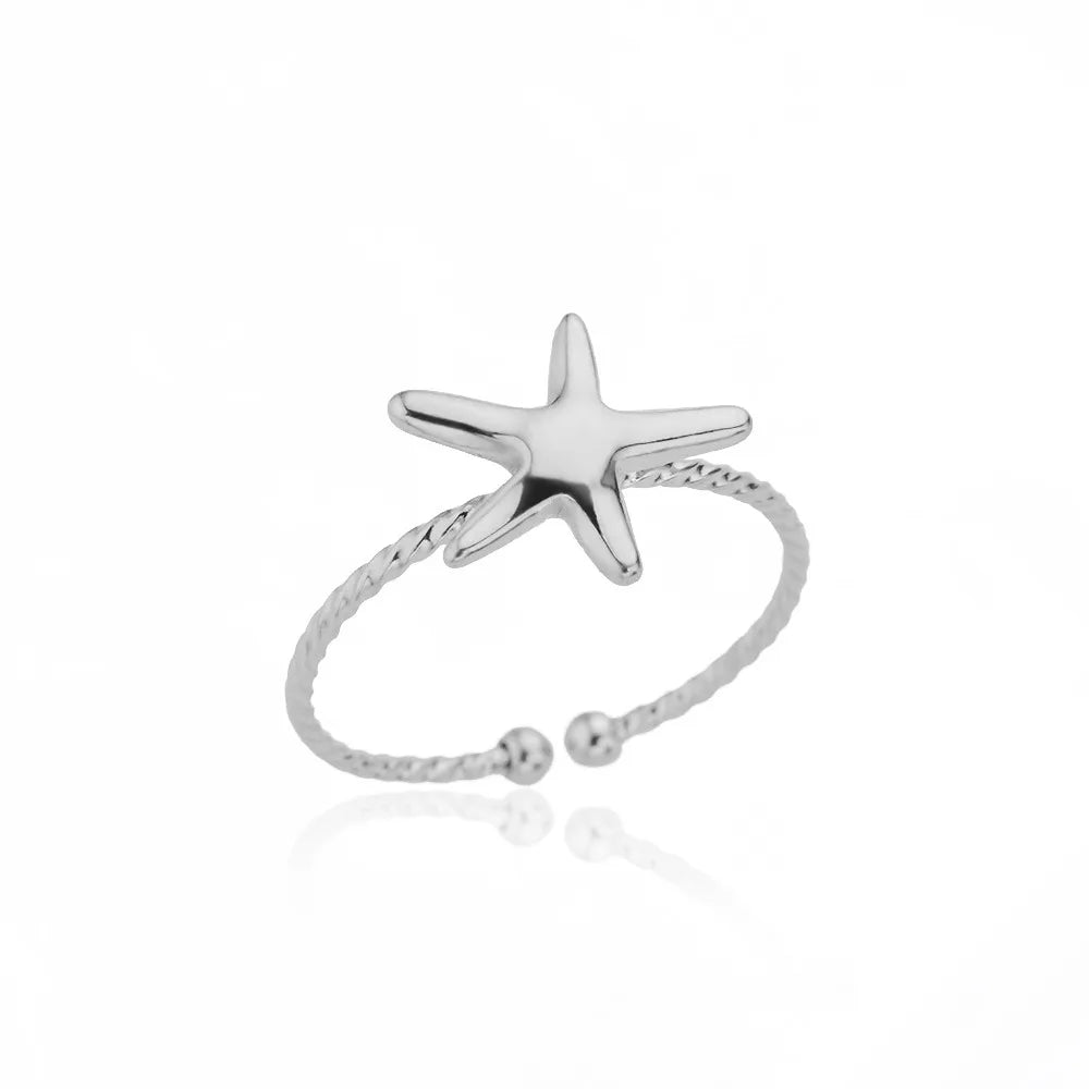 Anillos abiertos de acero inoxidable con forma de estrella de mar para mujer, color dorado, geométricos, ajustables, para bodas, fiestas, moda, regalo, anillos