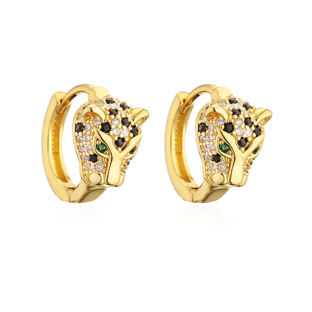 NEWBUY 2024 Neue Mode Goldfarbe Edelstahl Hochzeitsschmuck Luxus AAA Zirkonia Leopard Ohrringe Für Elegante Frauen Geschenk