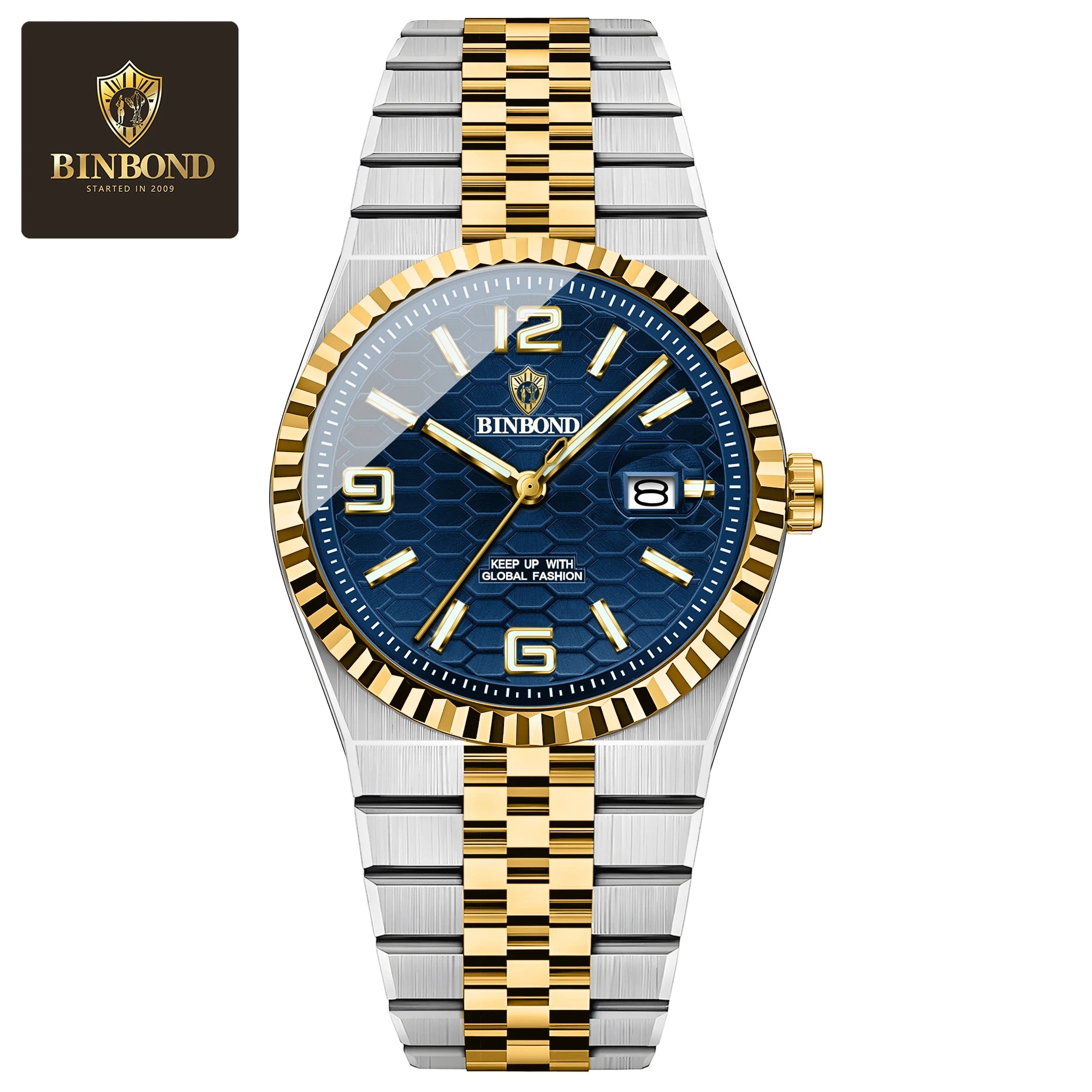 BINBOND Reloj de Hombre Original de Alta Calidad Impermeable Luminoso Fecha Lujo Reloj de Hombre de Acero Inoxidable Relojes de Cuarzo para Hombre Masculino