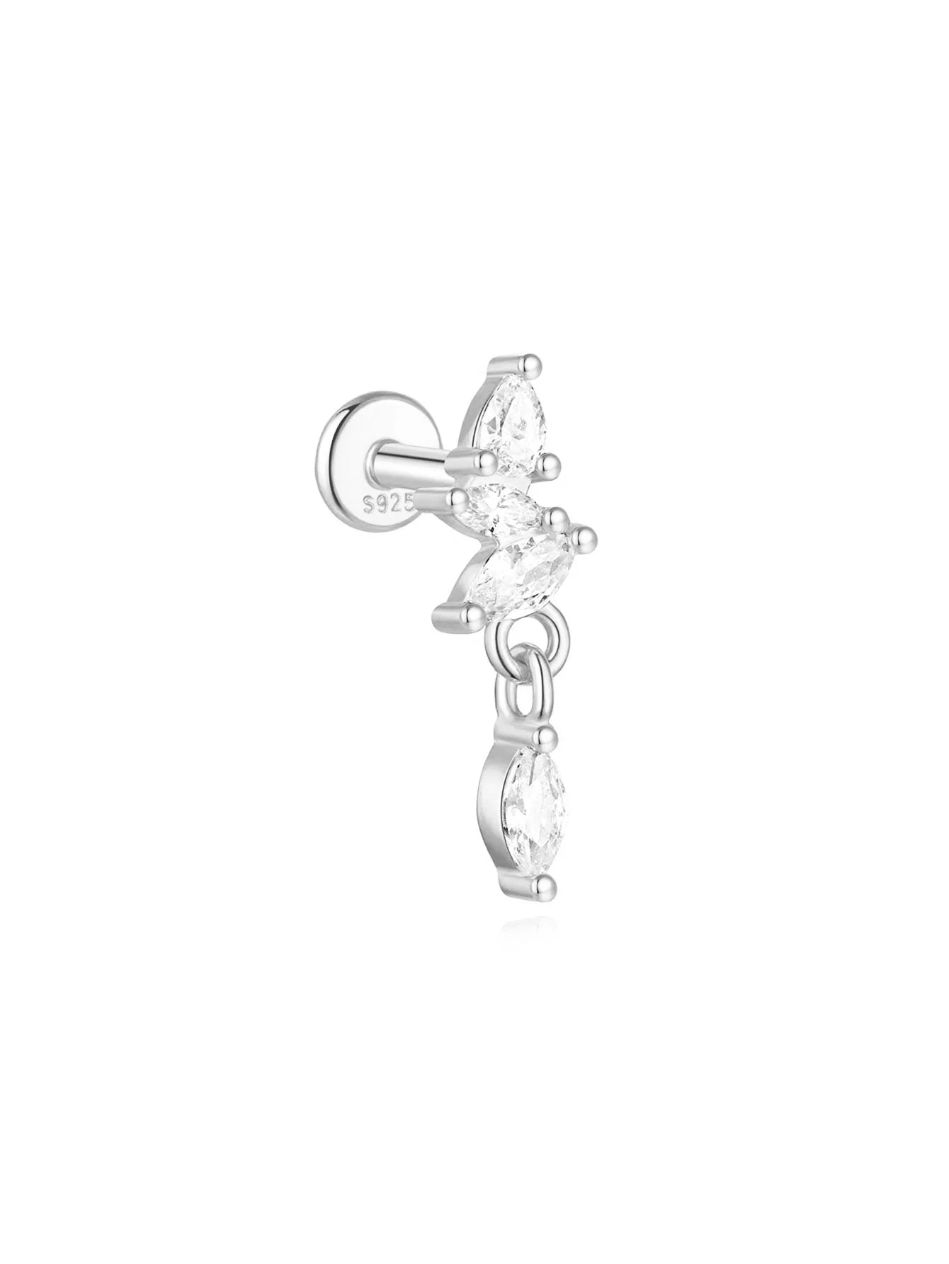 CANNER 1PC Vier-Punkt-Stern Mond Quaste Lotus Knorpel Spirale Piercing 925 Sterlingsilber Ohrstecker Für Frauen Ins Ohrring