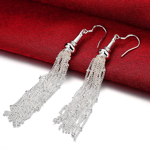 Aravant 925 Sterling Silber Mehrfachketten Lange Quasten Ohrringe Für Frauen Hochzeitsschmuck