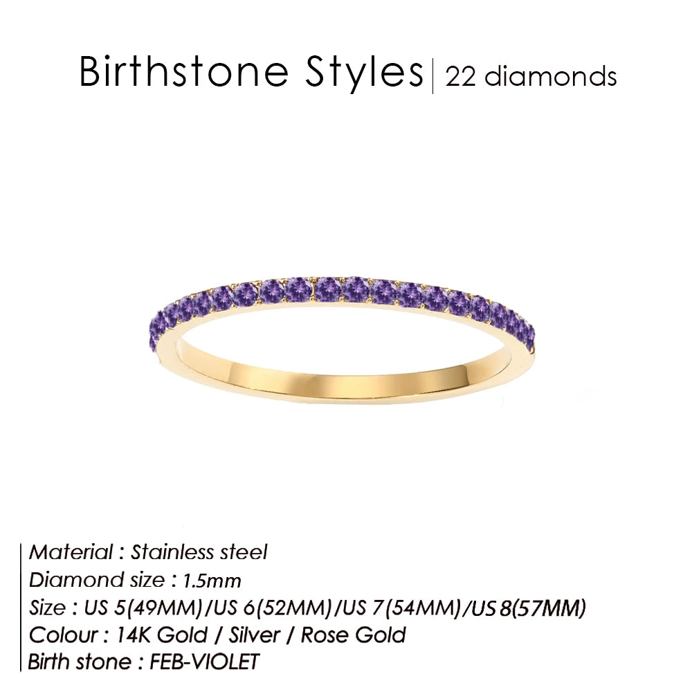 Edelstahl Geburtssteinring für Damen 12 Sternzeichen Mode Farbige Strassringe Jubiläum Hochzeit Geschenk Schmuck Großhandel