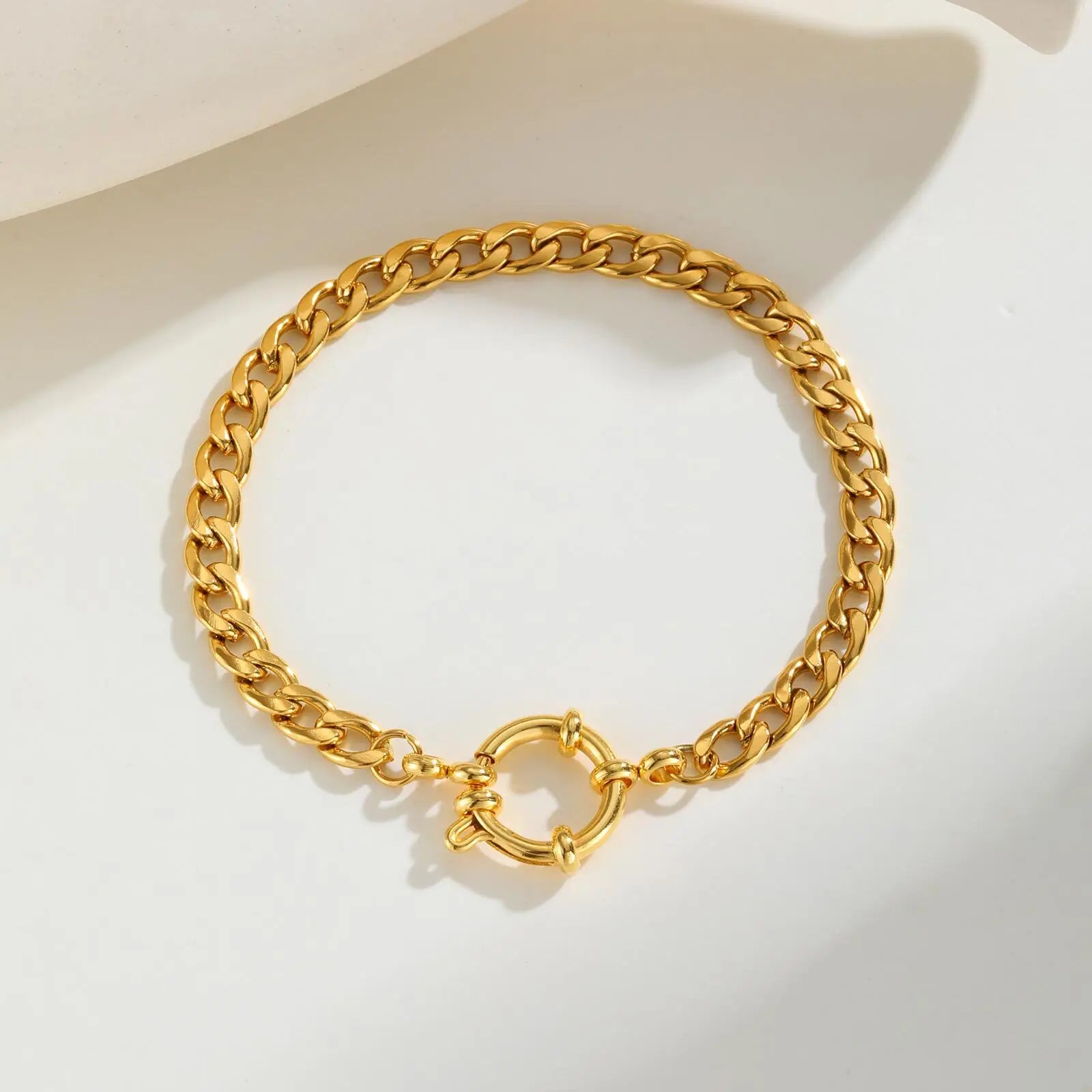 Paperclip-Kette Halsband, Damen Edelstahl Federverschluss Anhänger Halskette, Wasserdicht 18k Vergoldeter Schmuck