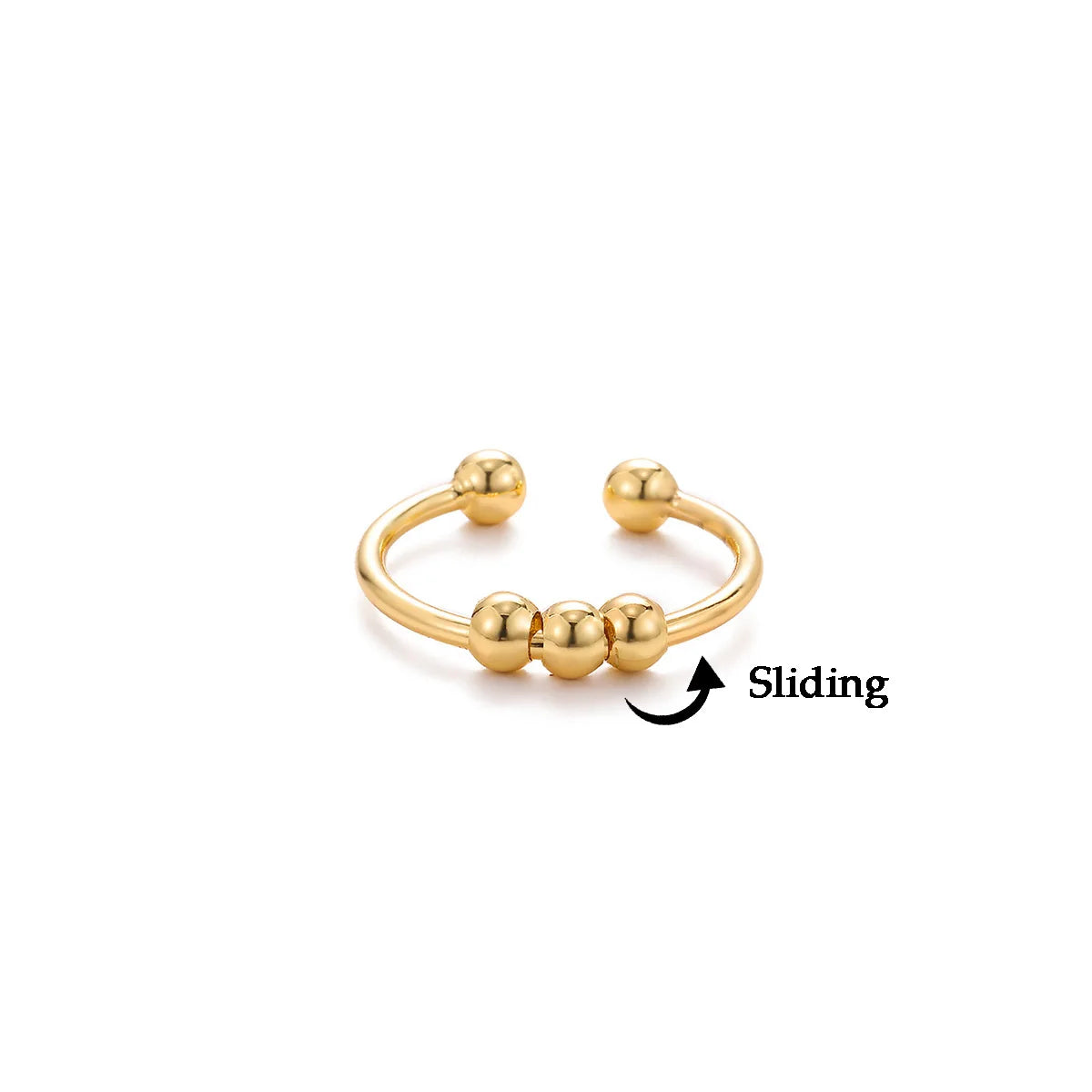 Edelstahl Doppelball Verstellbarer Ring für Damen Unisex Goldfarben Trendige Fingerringe Dekompressionsschmuck Geschenke Anillos