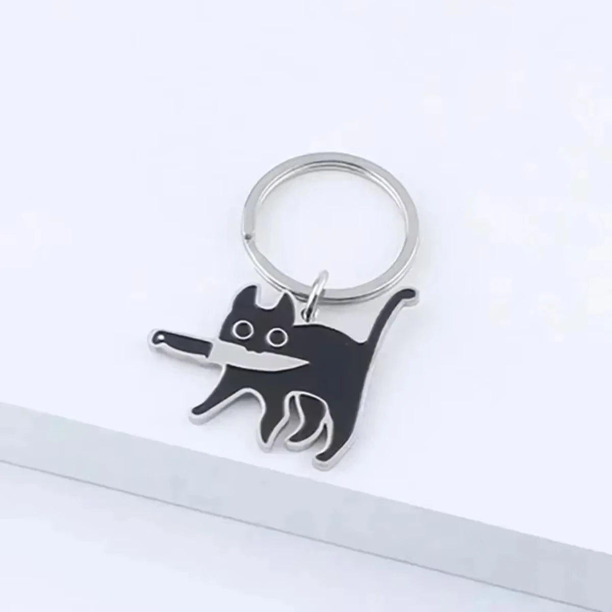 Niedlicher Cartoon-Katzen-Schlüsselanhänger – Schwarzer Kätzchen-Messer-Anhänger für Schlüssel, Tasche, Schmuck – Großhandel Tier-Schlüsselanhänger Geschenk