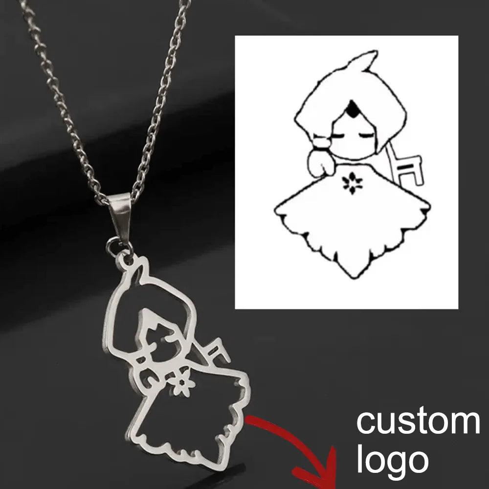 Custom Logo Picture Pendant Necklace For Women Girl Stainless Steel Birthday Gift Children's Drawing Photo Personalized Jewelry