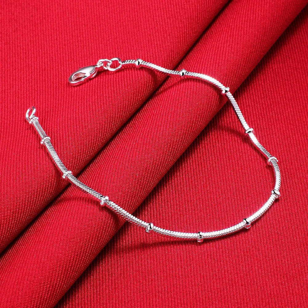 Heiße neue 925er Sterlingsilber Armbänder für Damen, feine Schlangenkette mit Perlen, modische Hochzeits-, Party-, Weihnachtsgeschenke, Schmuck