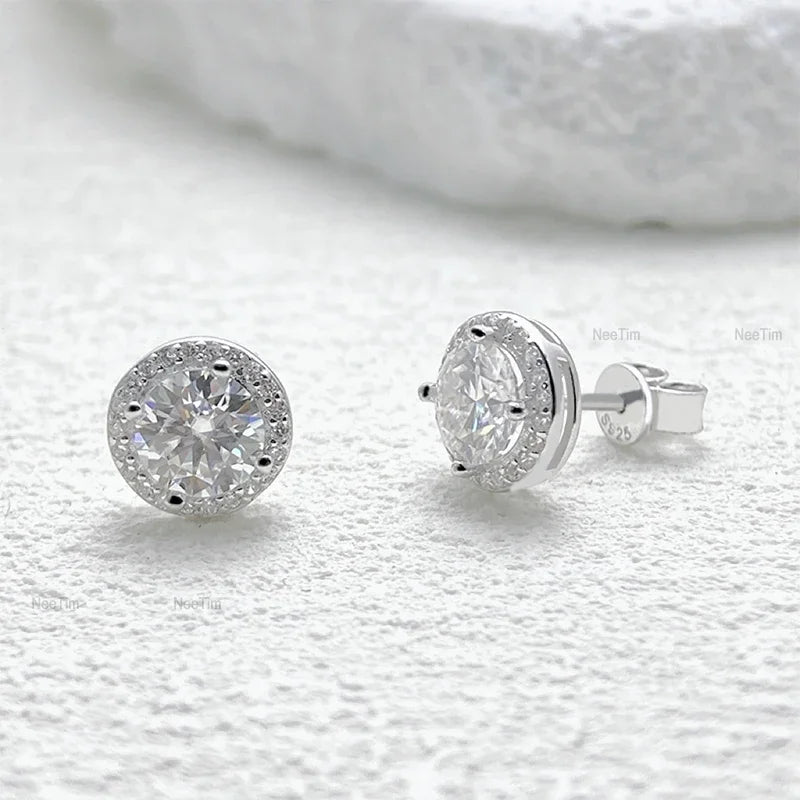 NeeTim Pendientes de Moissanita 0.5-2CT para Mujer, Brillantes, de Laboratorio, de Plata de Ley S925, Joyas Certificadas para Bodas y Fiestas