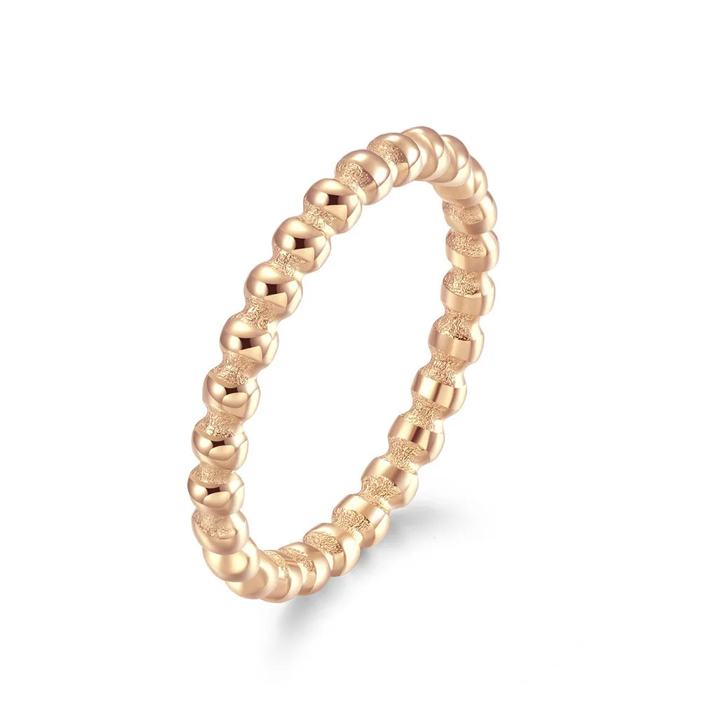 Anillo apilable de acero inoxidable de 2 mm con cuentas Eternity para mujer, talla 5-11