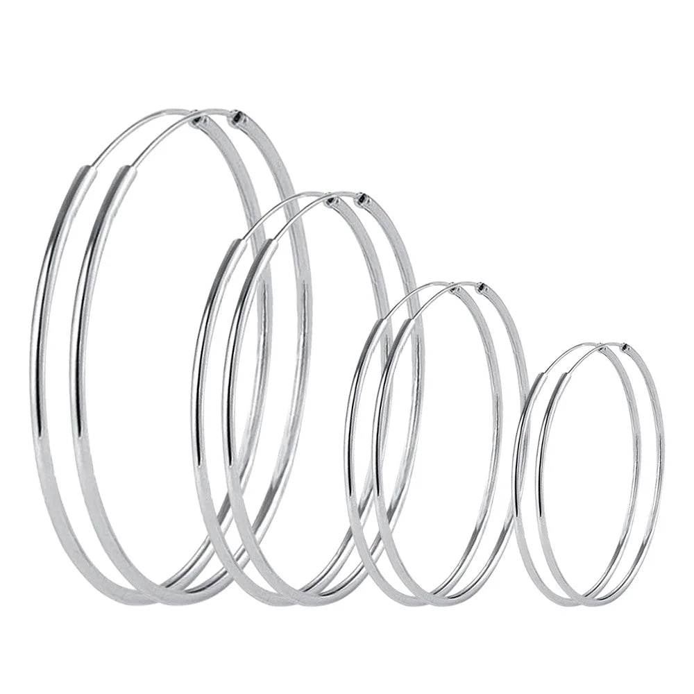 3/4/5/6CM Runde Creolen 925 Sterling Silber für Damen Party Luxus Schmuck Accessoires 2024 Trend Echtschmuck