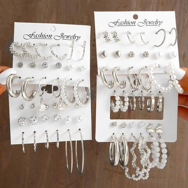 Juego de 24 pares de pendientes de aro pequeños de inspiración vintage para mujer, elegantes adornos geométricos de hierro para llevar a diario, regalos de joyería 2024