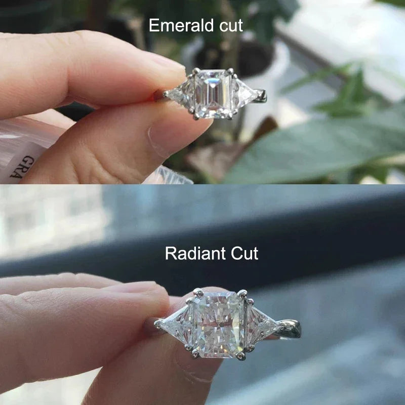 NeeTim Smaragdschliff 3 Karat voller Moissanit Eheringe für Frauen im Labor gezüchteter Diamant Verlobungsring Platinbeschichtung Heiratsringe