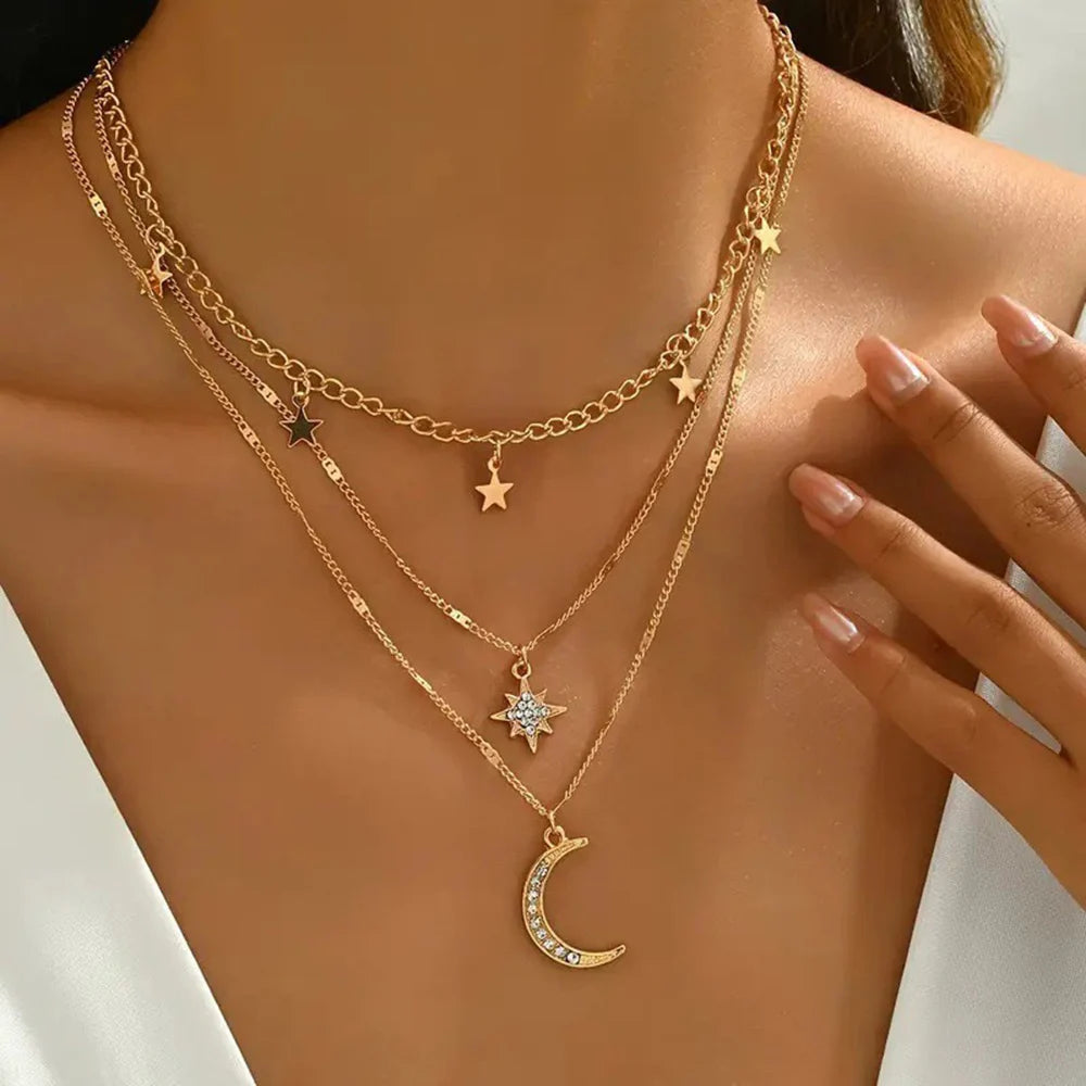 Vintage Goldfarbene Metallkreuz-Anhänger Halskette Armband Schmuckset für Damen Schlichter Minimalistischer Schmuck für den Alltag