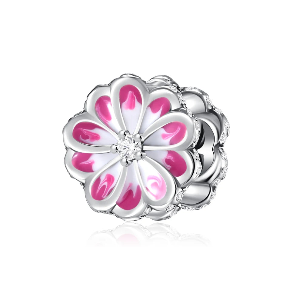 2026 Frühlings-Pink-Serie Ballon Schmetterling Blumen-Anhänger passend für S925 Europäische 925 Sterling Silber Armband Armreifen Halskette