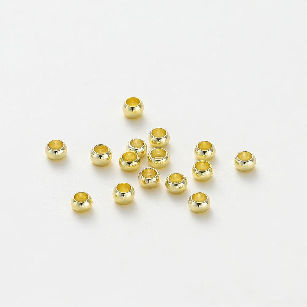100 Stück/Los 1,5/2/2,5 mm 14K/18K Vergoldete Messing-Positionierungsperlen für DIY Armband Halskette Schmuckherstellungszubehör