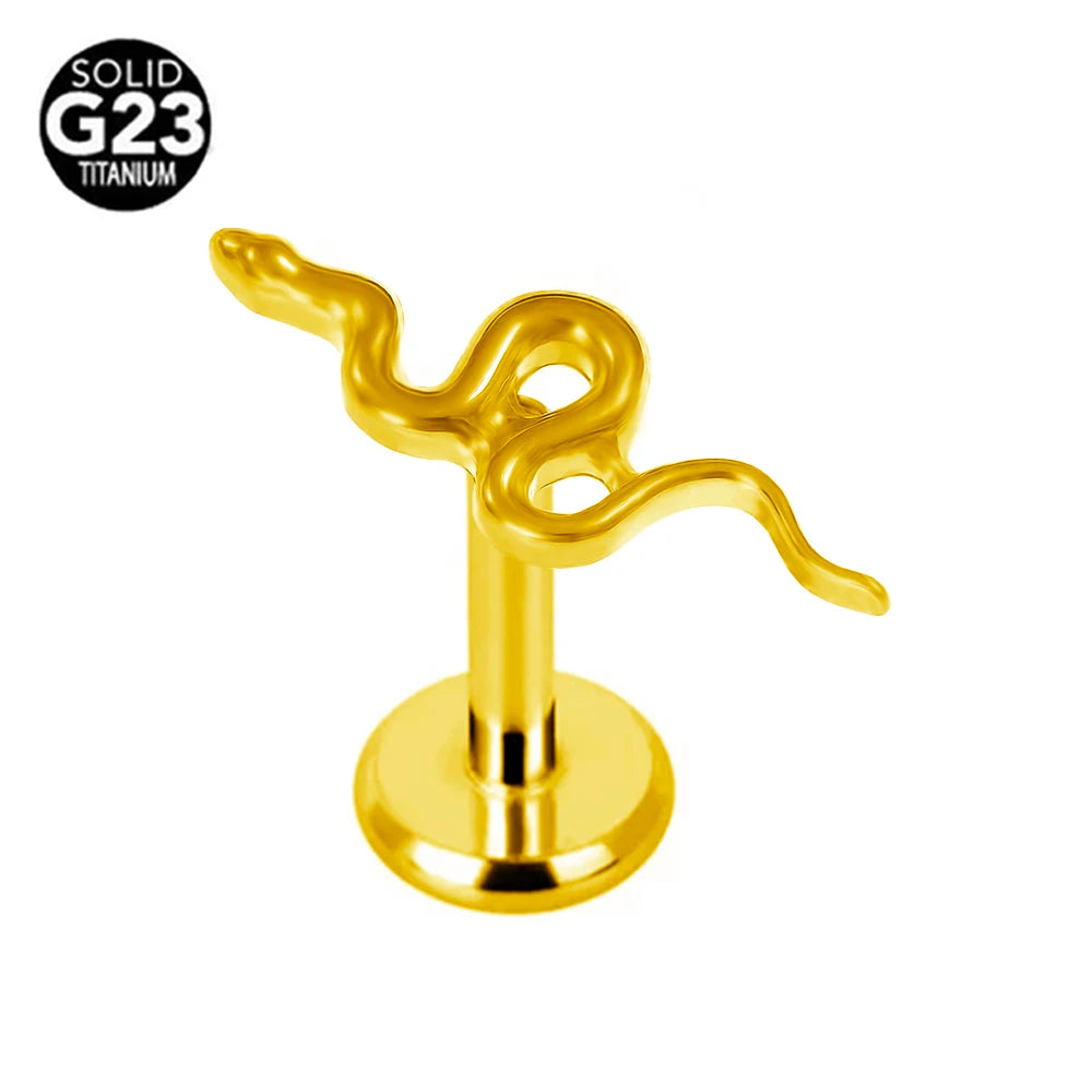 Piercing Labret G23 Titanio Serpiente Abeja Pluma 16G Rosca Interna Pendiente Cartílago Hélice Joyería Corporal