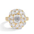 MINTYBOX 2.0ct Blumen-Design Halo Smaragdschliff Verlobungsring Labor-Diamant S925 Silber Moissanit-Ringe für Damen 18K vergoldet