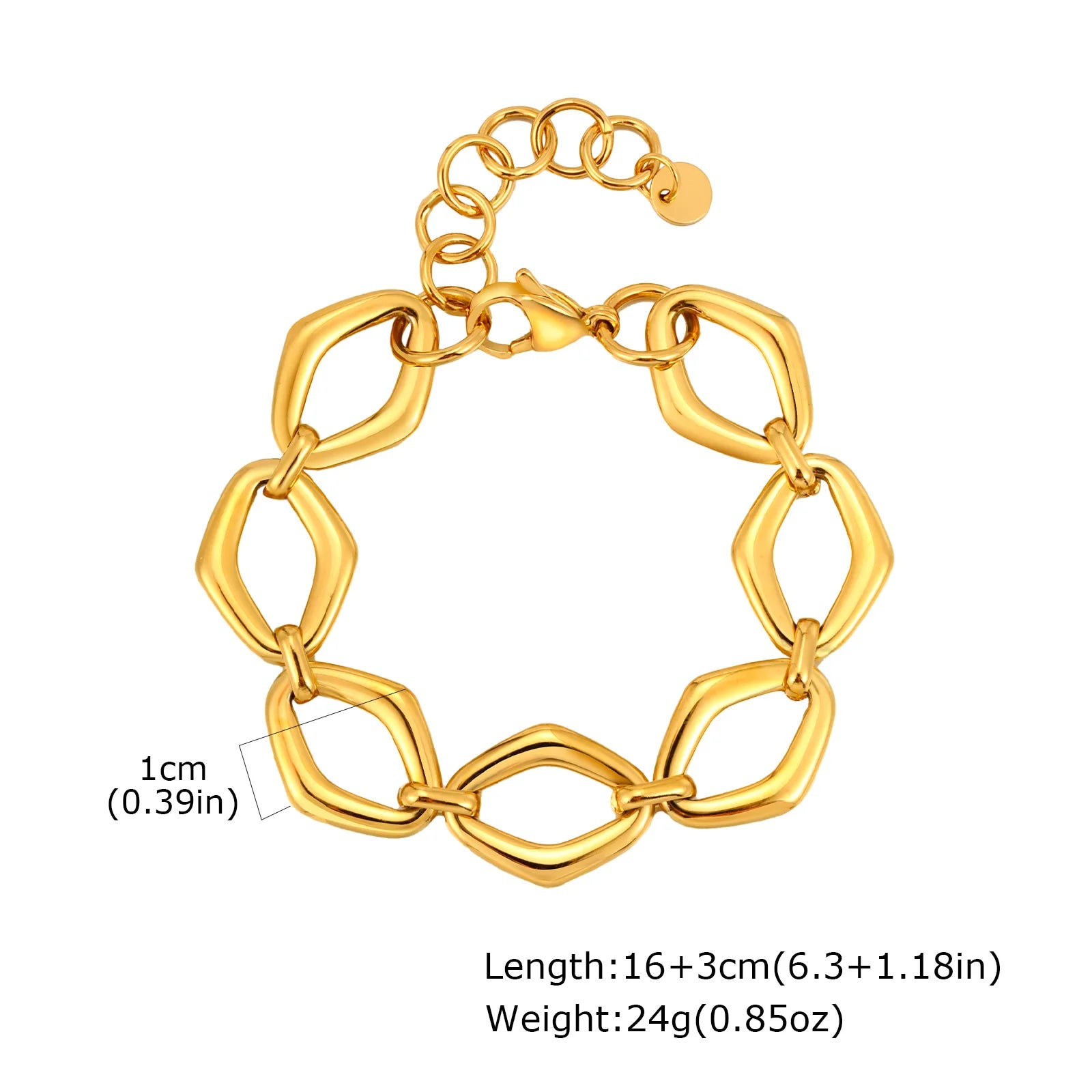 Massive klobige Toggle-Armbänder für Damen, Edelstahl OT-Verschluss-Gliederkettenarmband, vergoldet, anlaufgeschützt
