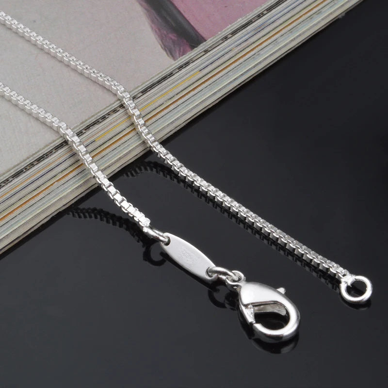 Aravant Collar de cadena de caja de plata 925 de 2 mm para mujer, joyería para fiesta de boda