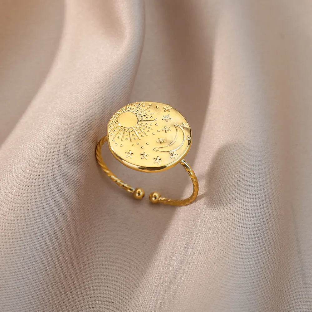Anillos Irregulares Huecos Para Mujer De Acero Inoxidable Color Dorado Anillo Geométrico Fiesta Joyería De Navidad Regalo Envío Gratis