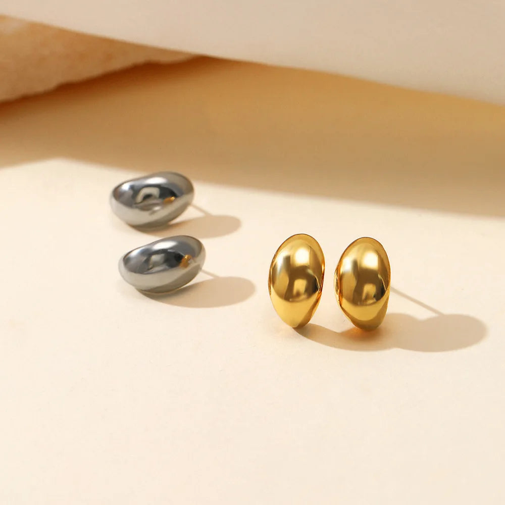 Pendientes de tuerca de acero inoxidable SUNIBI para mujer, color dorado, color plateado, pendientes sencillos, aros gruesos y lisos para esposas, joyería de moda.