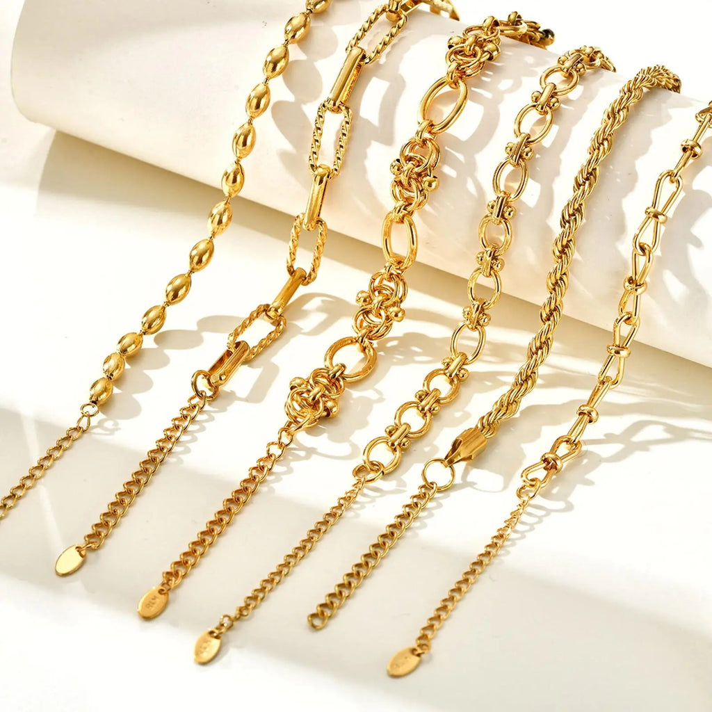 Klobiges Edelstahl-Gliederarmband für Damen, vergoldete Layering-Armbänder Armband Wasserdichter Schmuck