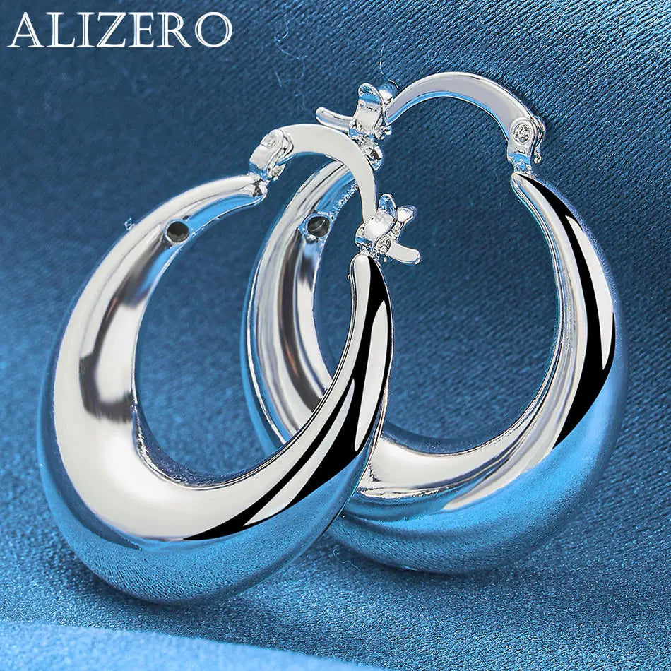 ALIZERO 925 Sterling Silber Ohrringe Einfache runde Kreolen Ohrringe für Frauen Mode Hochzeit Verlobung Charm Schmuck Geschenke