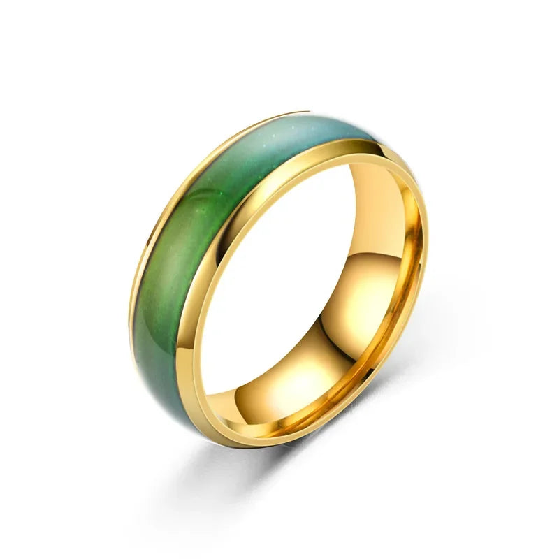 6MM Farbwechsel Edelstahlringe für Frauen Stimmungs-Emotions-Gefühls-Temperaturring Männer Paare Mode Schmuck Geschenk