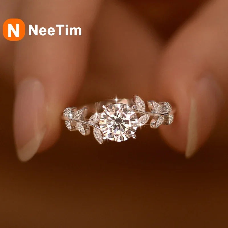 NeeTim 1CT Moissanit Diamantringe Ehering für Damen 925 Sterling Silber mit Weißgold-Überzug Verlobungsring