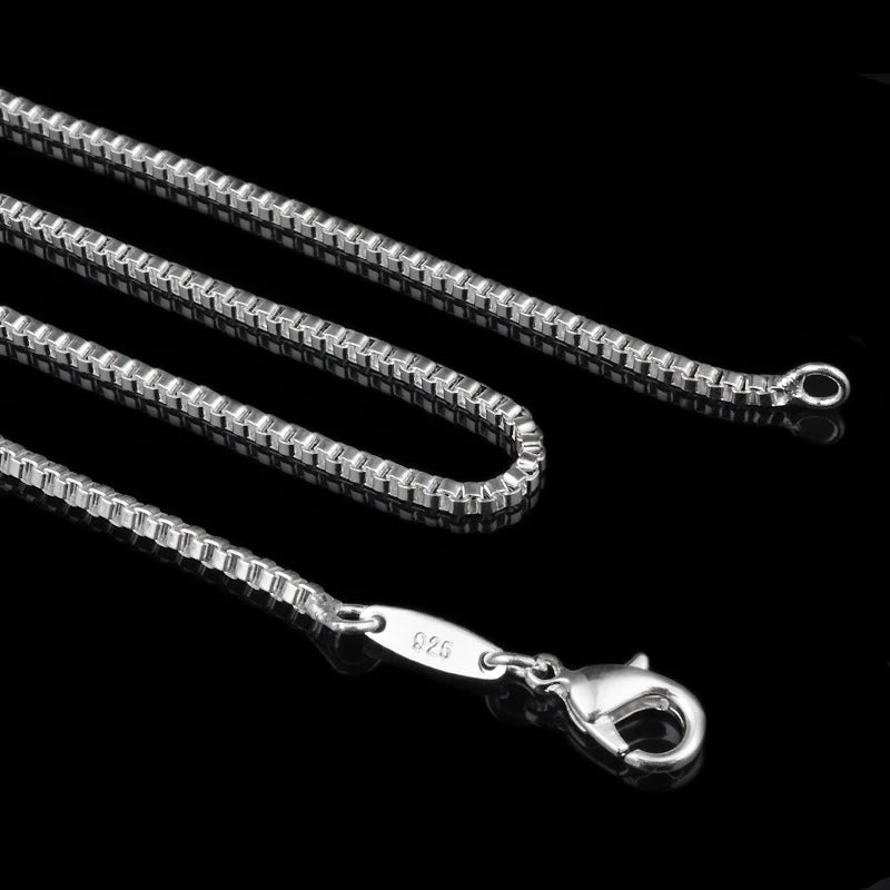 Aravant Collar de cadena de caja de plata 925 de 2 mm para mujer, joyería para fiesta de boda