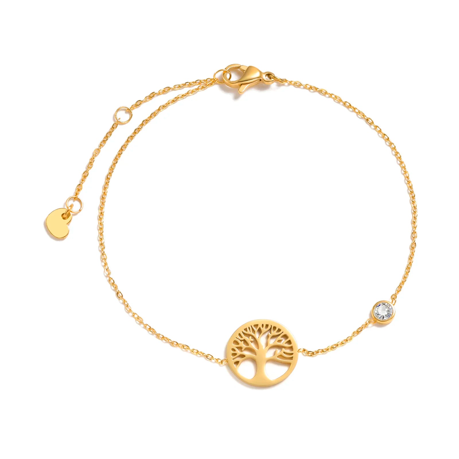 Geburtsstein Zirkonia dünnes Kettenarmband Kreuz Edelstahl Damen verstellbares geschichtetes Armband