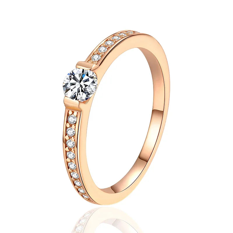 NeeTim Anillo de banda de eternidad de moissanita de 0,3 ct color D Plata de ley 925 con baño de oro rosa Anillos de boda para mujer Joyería