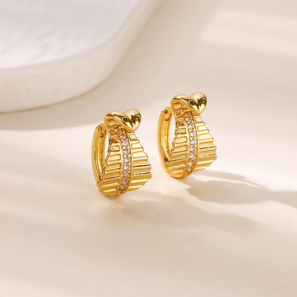 Creolen aus Zirkonia für Damen, Luxuriöse Kristall-Zirkon-Ohrringe in Goldfarben, aus Edelstahl, Schmuck, Hochzeitsfeier-Geschenk