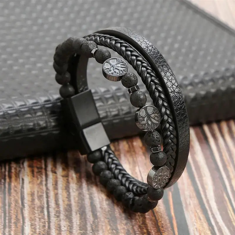 Klassisches Herren Lederarmband Neuer Stil Handgewebt Mehrschichtige Kombination Accessoire Mode Herrenschmuck Großhandel Dropshipping