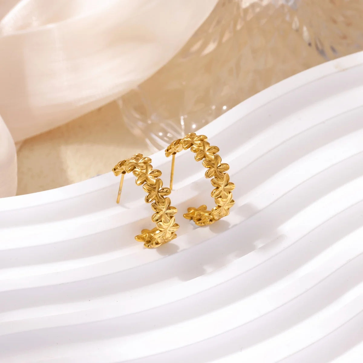 Creolen aus Zirkonia für Damen, Luxuriöse Kristall-Zirkon-Ohrringe in Goldfarben, aus Edelstahl, Schmuck, Hochzeitsfeier-Geschenk