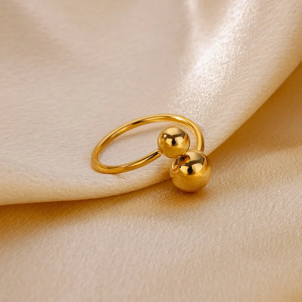 Punk Chunky Ball Ringe für Frauen Männer Gold Farbe Edelstahl Angstperlen Ring Trendy Schmuck Finger Accessoires Geschenk BFF