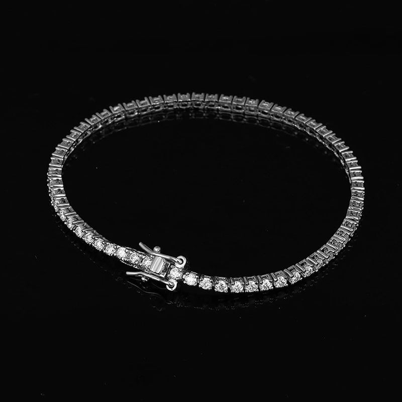 NeeTim 2mm D Farbe Moissanit Tennisarmband 925 Sterling Silber mit Weißgold überzogen Armbänder für Frauen bestehen Diamantentester