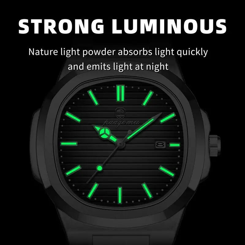 Reloj de pulsera de cuarzo PAAZOMU Business Casual para hombre, impermeable, con manecillas luminosas, correa clásica y duradera, reloj de moda para el trabajo diario