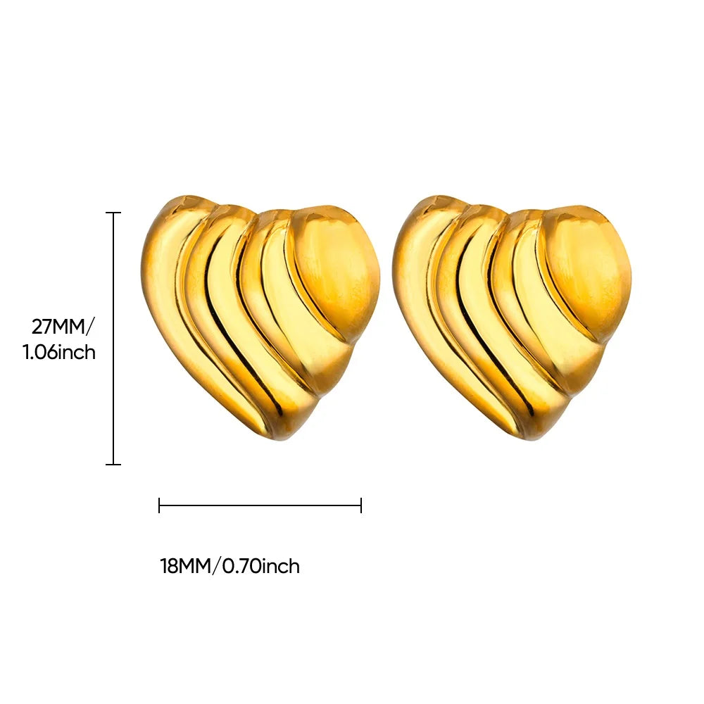Gotische Herz-Ohrringe für Frauen, Edelstahl, goldene Liebes-Ohrringe, Hochzeitspaar, Piercing-Schmuck, Valentinstagsgeschenk сер
