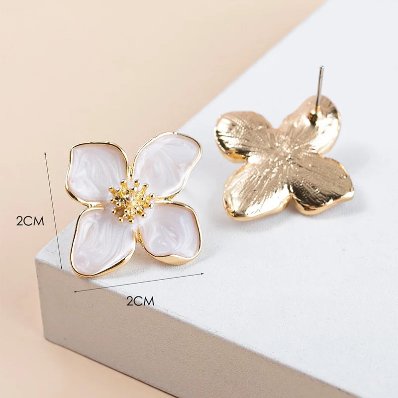 Obega Blumenohrringe Stecker Rosa Weiße Blumen Damenohrringe Ohrstecker Frühling Sommer Neue Trendige Mädchen Süße Schmuckstücke