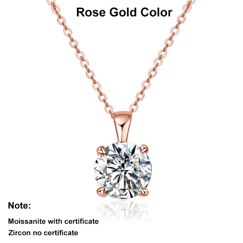 Collar de moissanita NeeTim de 2ct 3ct para mujer, plata de ley 925 con chapado en oro amarillo, rosa y blanco, collar con colgante de diamante de laboratorio
