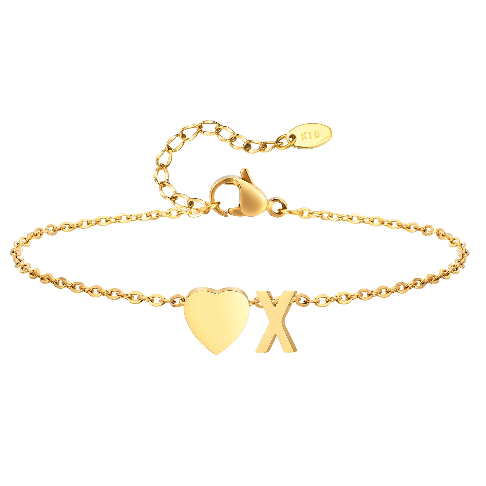 Damen Herz Anfangs-Fußkettchen Armbänder Verstellbarer Strand Schmuck Hypoallergener Edelstahl Personalisierte Namens Fußkette Fußkettchen