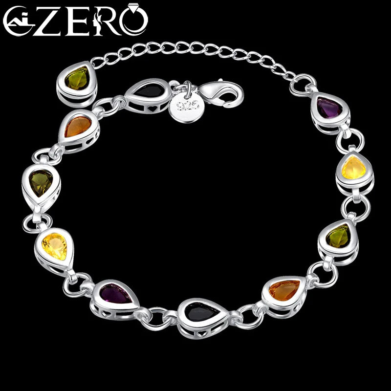 Großhandel 925 Sterling Silber Edle Charm Armbänder Zirkon Kette Kristall Schmuck Mode für Frauen Hochzeit Dame Süß