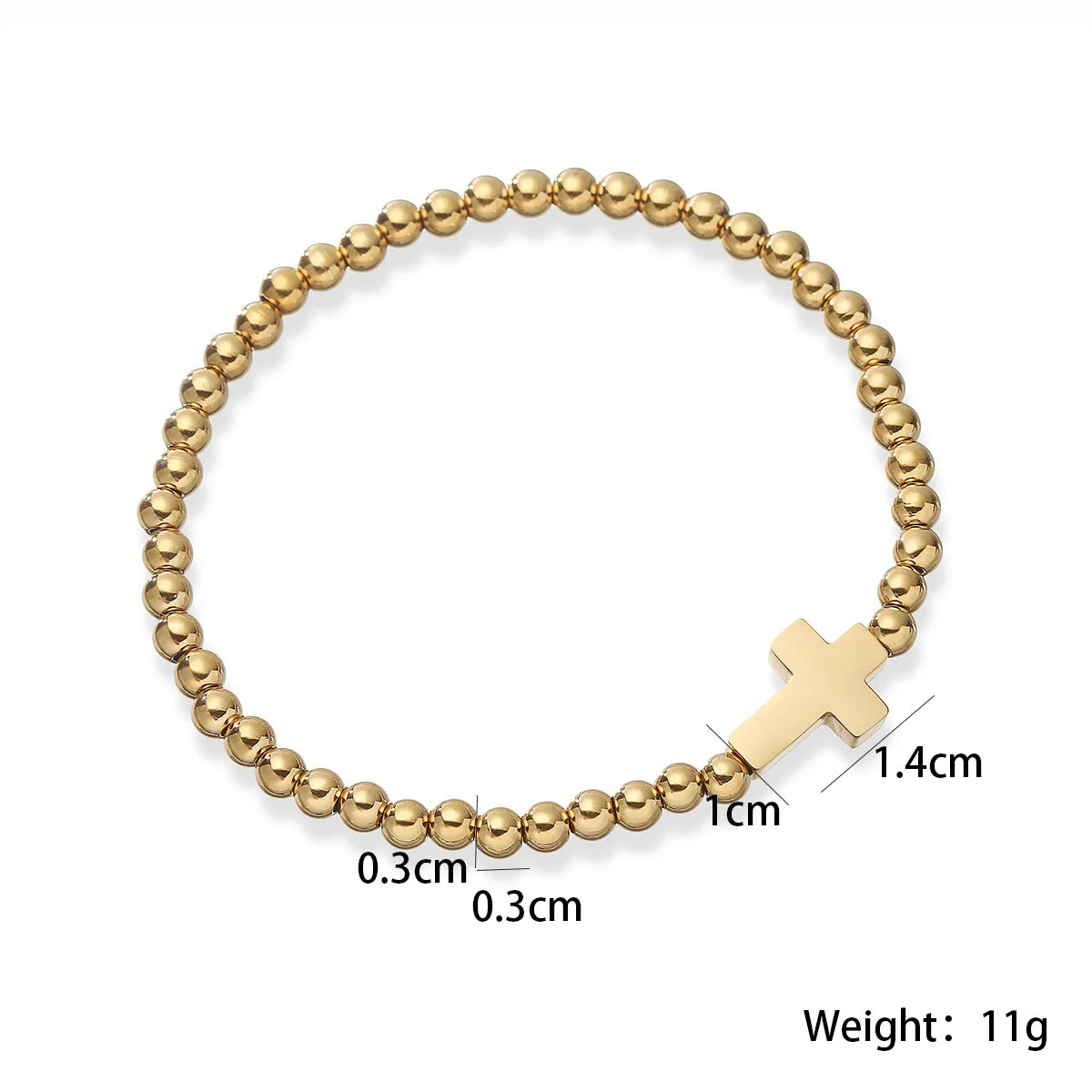 NEWBUY Hochwertiger, nicht verblassender Edelstahlschmuck Silber/Gold Farbe Perlen Kreuz Charm Armbänder für Frauen und Männer